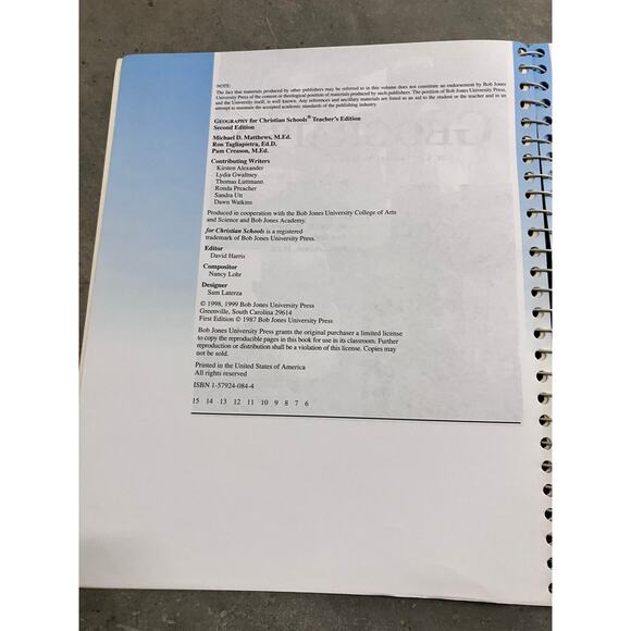 BJU Geography Teacher's Edition (2nd Edition) Spiral 1999 Christian Homeschool - Picture 3 of 5